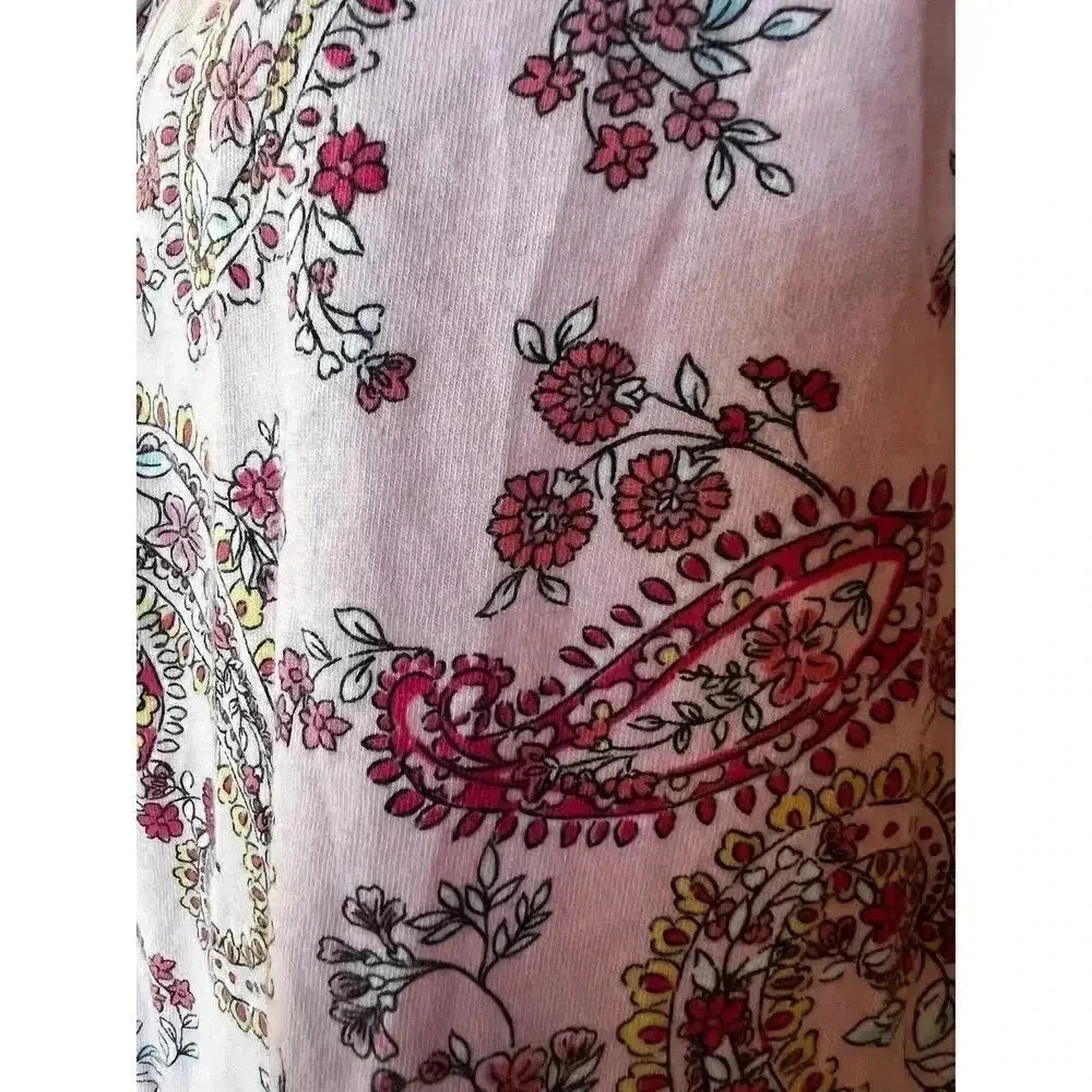 Aria Collection nightgown pink paisley 100% cotton size medium - Picture 7 of 9